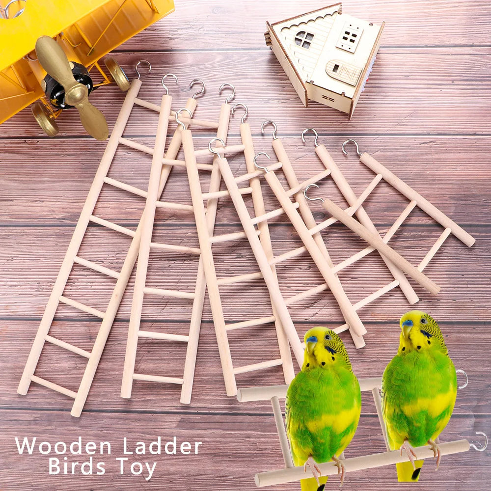 1PC Birds Toy Wooden Ladders Swing Scratcher Perch Climbing Ladder Bird Cage DIY Hanging Decor Hamsters Parrot Toys Pet Supplies