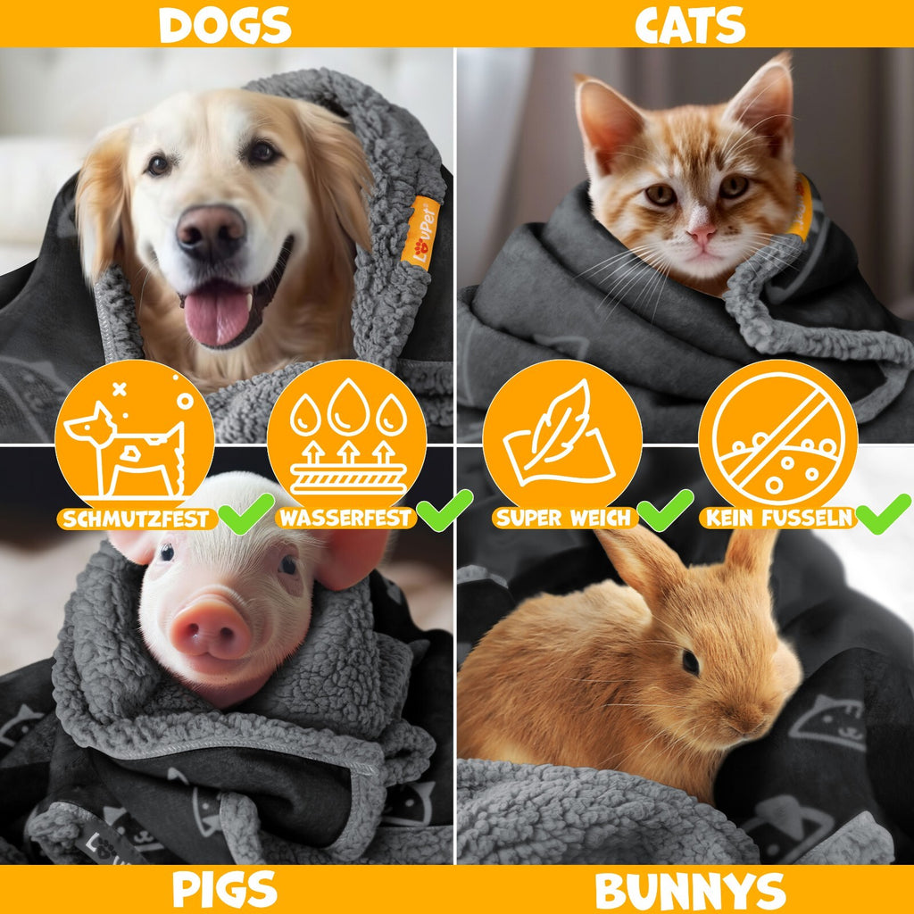 LOVPET® Hunde Decke Wasserdicht Haustier Trockenbett Fleece, 3X Spielzeugknoch